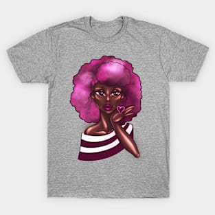 Black Girl Purple Afro Kiss T-Shirt